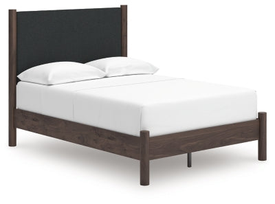 Ashley Cadmori Brown Full Upholstered Panel Platform Bed