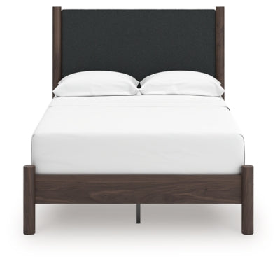 Ashley Cadmori Brown Full Upholstered Panel Platform Bed