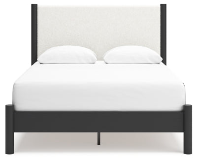 Ashley Cadmori Black White Queen Upholstered Panel Bed