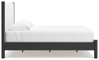 Ashley Cadmori Black White King Upholstered Panel Bed