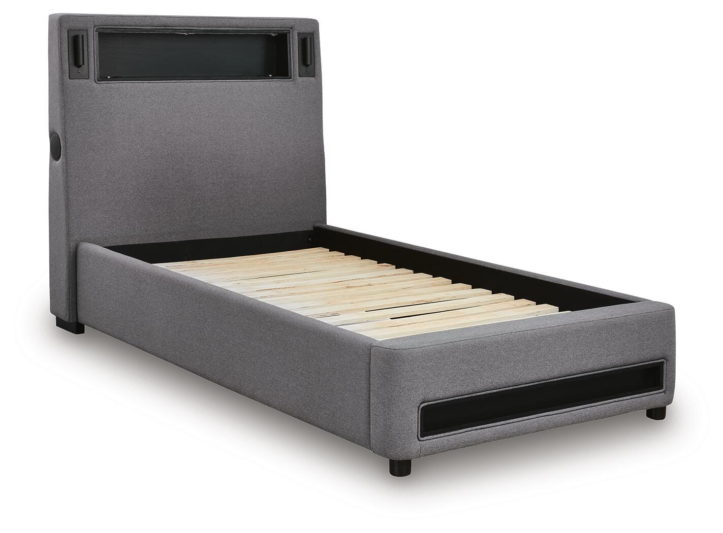 Ashley Cayberry Gray Twin Upholstered Bed with Wireless Audio