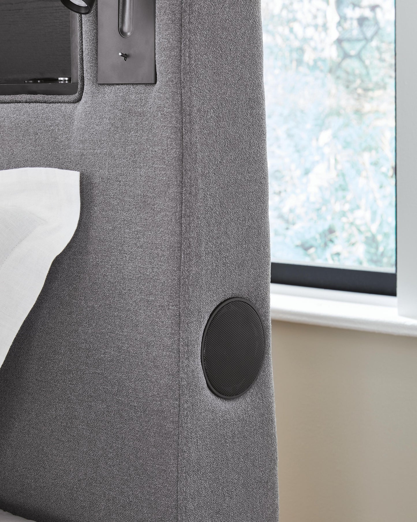 Ashley Cayberry Gray Twin Upholstered Bed with Wireless Audio