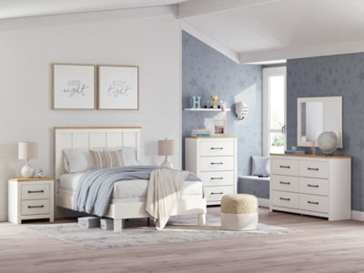 Benchcraft Linnocreek White Warm Brown Full Panel Bed