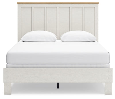 Benchcraft Linnocreek White Warm Brown Queen Panel Bed