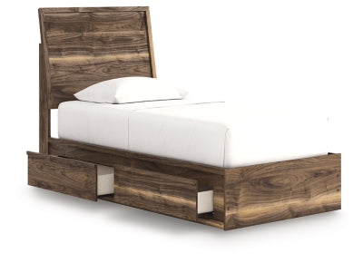 Ashley Zadilyn Brown Twin Panel Bed with Storage