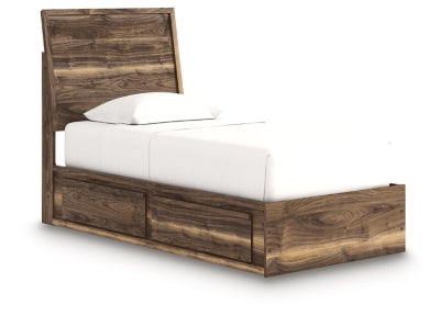 Ashley Zadilyn Brown Twin Panel Bed with Storage