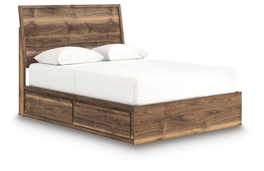 Ashley Zadilyn Brown Queen Panel Bed with Storage