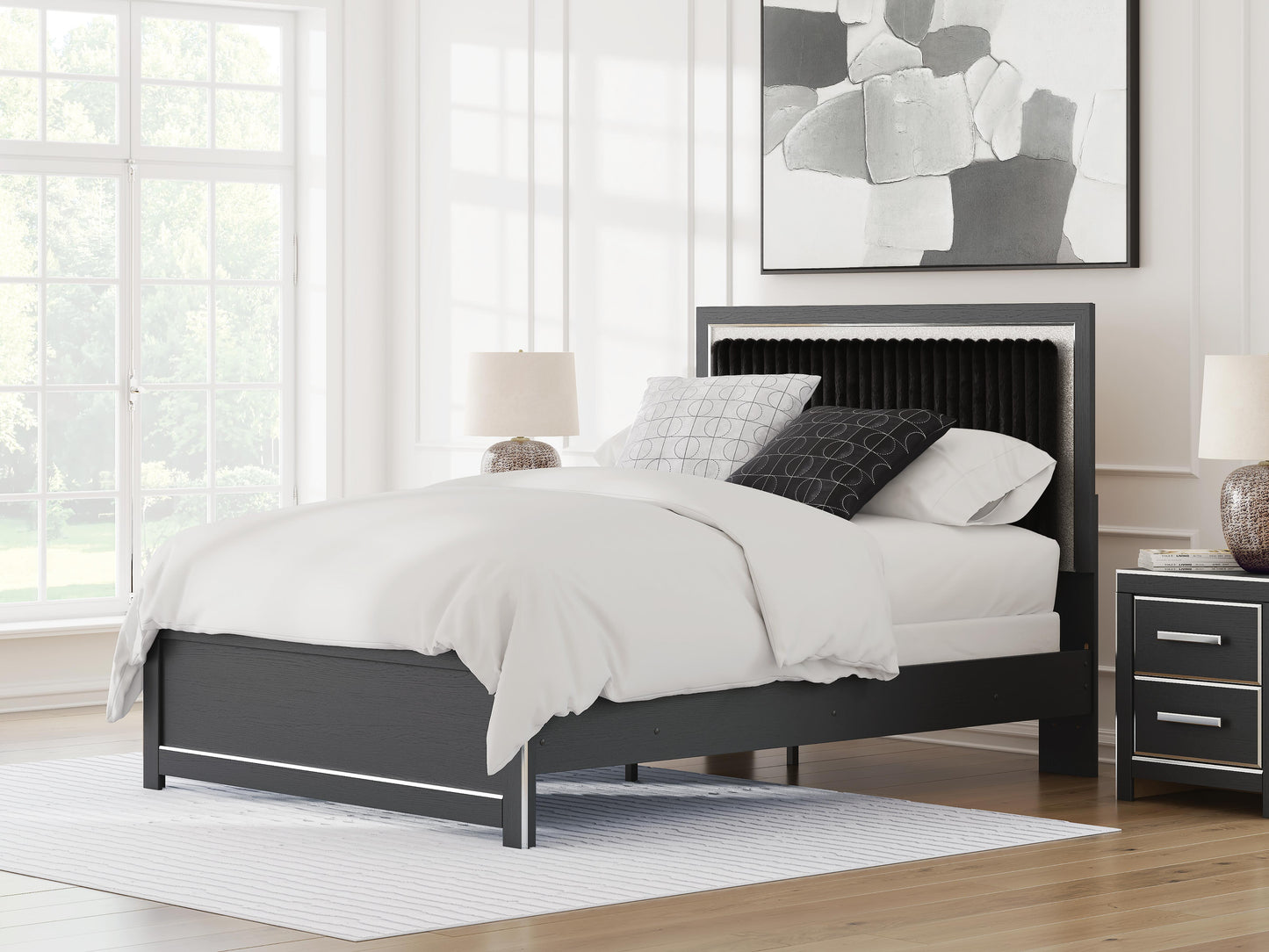 Ashley Birmonton Black Queen Upholstered Panel Bed