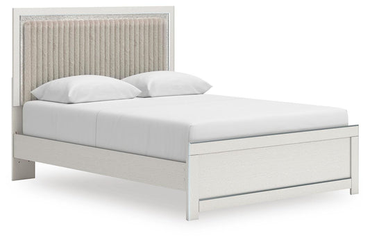 Ashley Birmonton White Queen Upholstered Panel Platform Bed