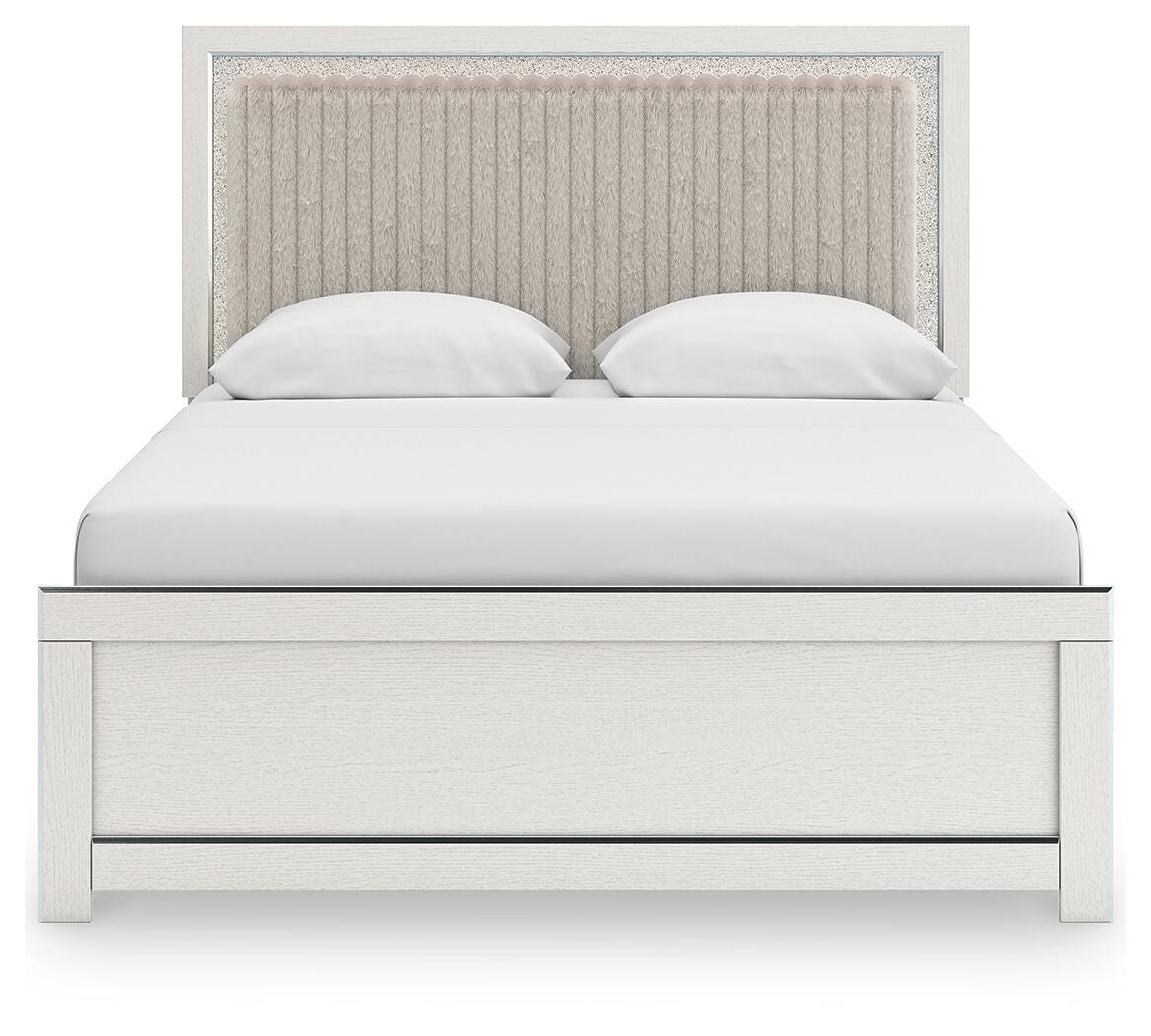 Ashley Birmonton White Queen Upholstered Panel Platform Bed
