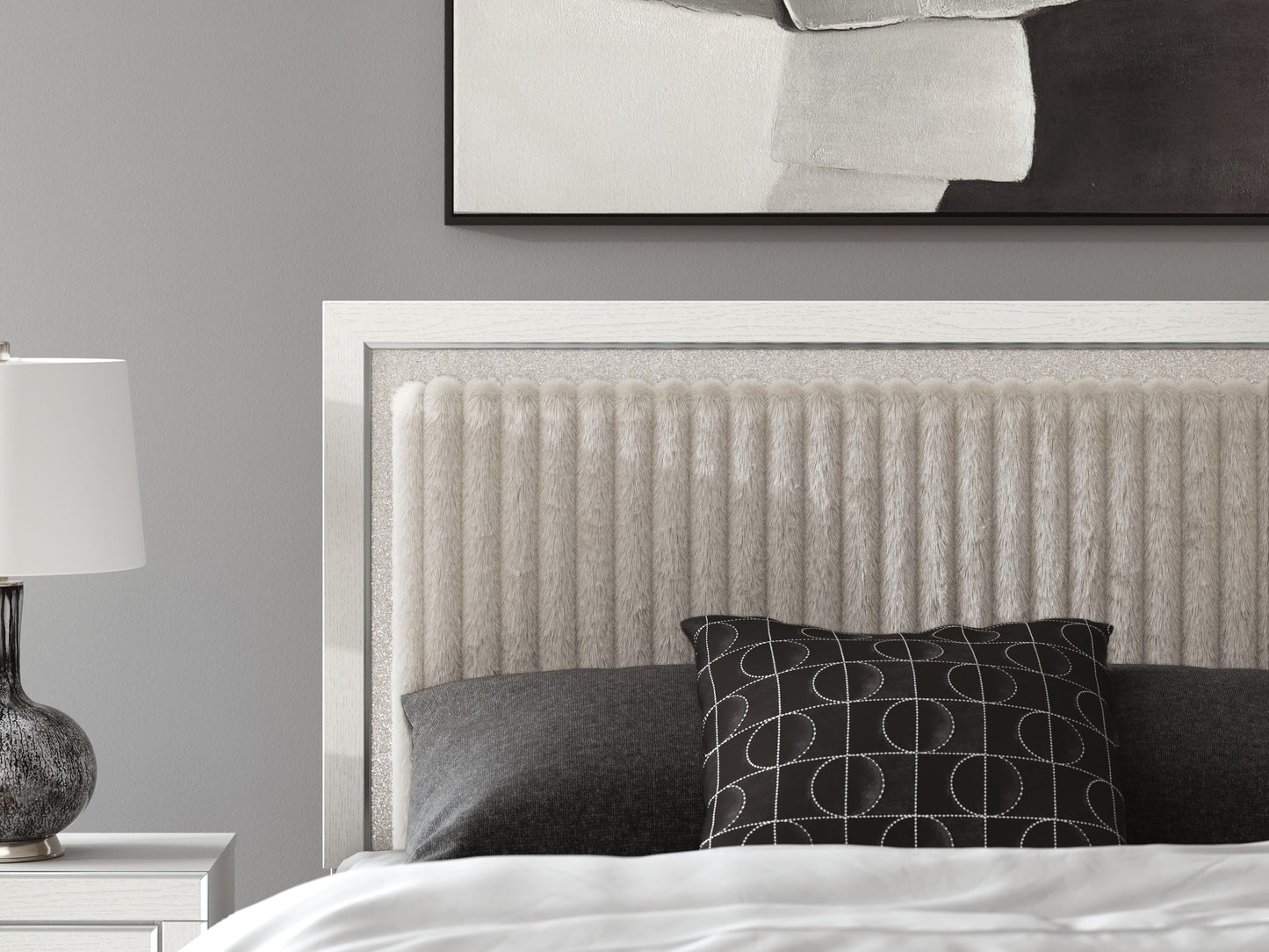 Ashley Birmonton White Queen Upholstered Panel Bed