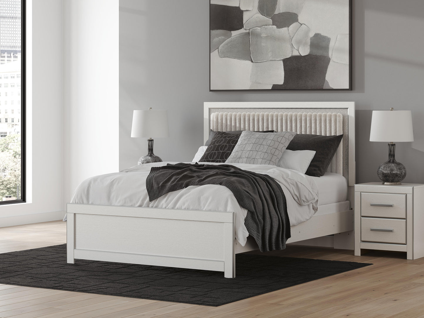 Ashley Birmonton White Queen Upholstered Panel Bed