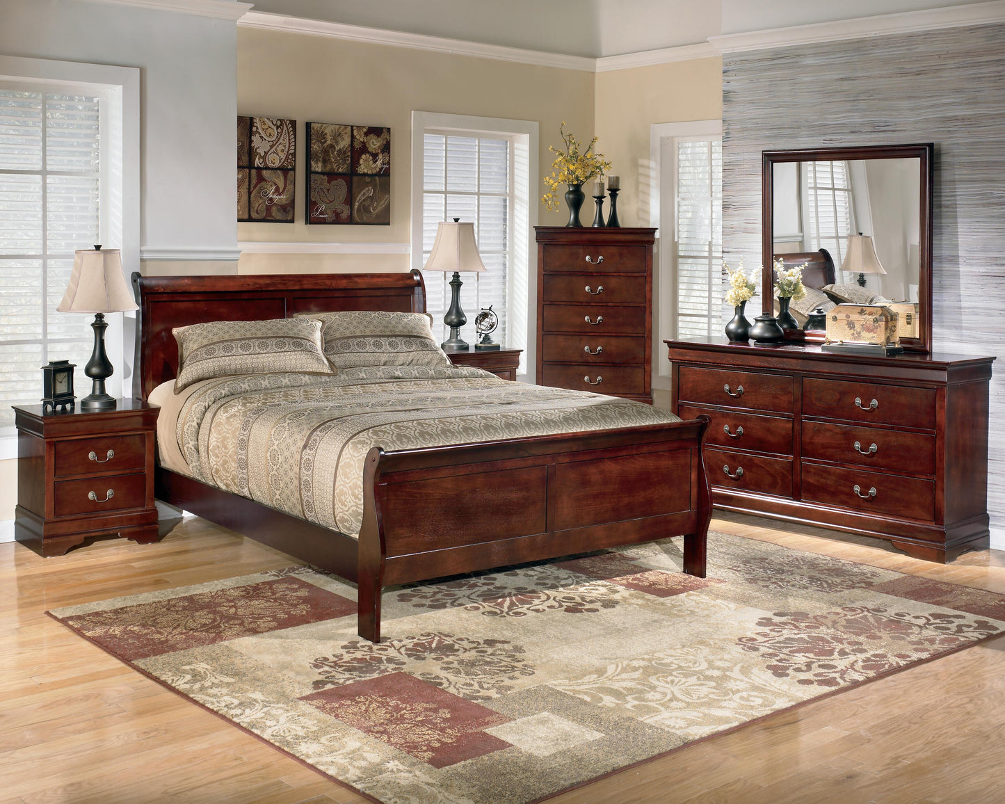 Ashley Alisdair Reddish Brown California King Sleigh Bed