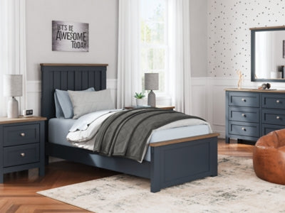 Ashley Landocken Brown Blue Twin Panel Bed