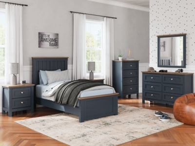 Ashley Landocken Brown Blue Twin Panel Bed