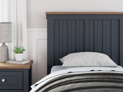 Ashley Landocken Brown Blue Twin Panel Headboard