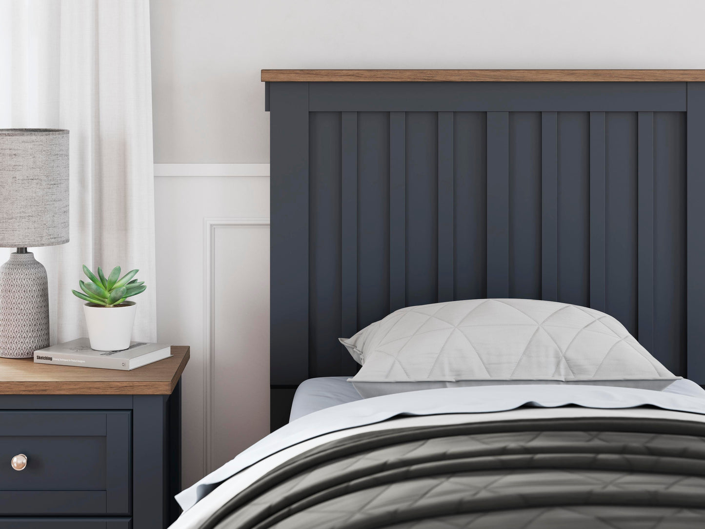 Ashley Landocken Brown Blue Twin Panel Bed