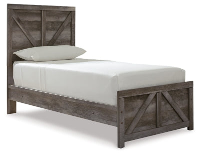 Ashley Wynnlow Gray Twin Crossbuck Panel Bed
