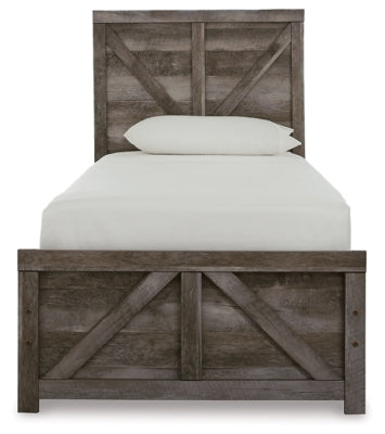 Ashley Wynnlow Gray Twin Crossbuck Panel Bed