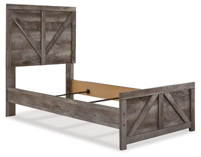 Ashley Wynnlow Gray Twin Crossbuck Panel Bed