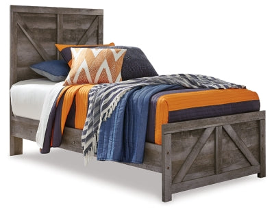 Ashley Wynnlow Gray Twin Crossbuck Panel Bed
