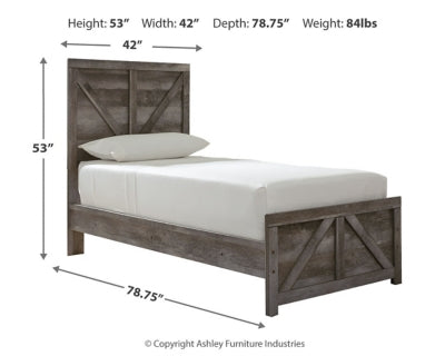 Ashley Wynnlow Gray Twin Crossbuck Panel Bed