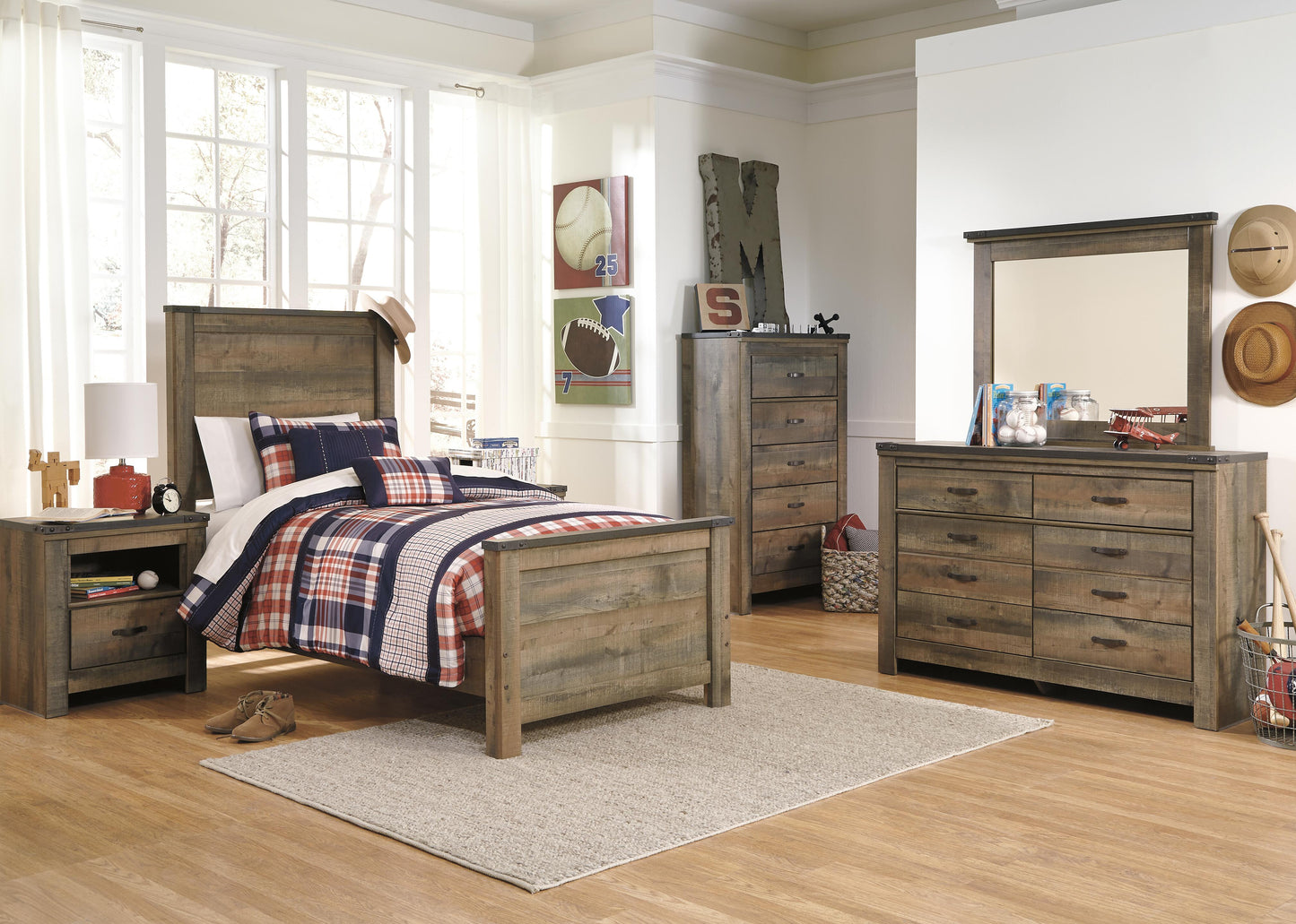 Ashley Trinell Brown Twin Panel Bed