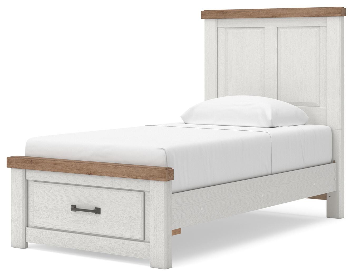 Ashley Savonport White Brown Twin Panel Storage Bed