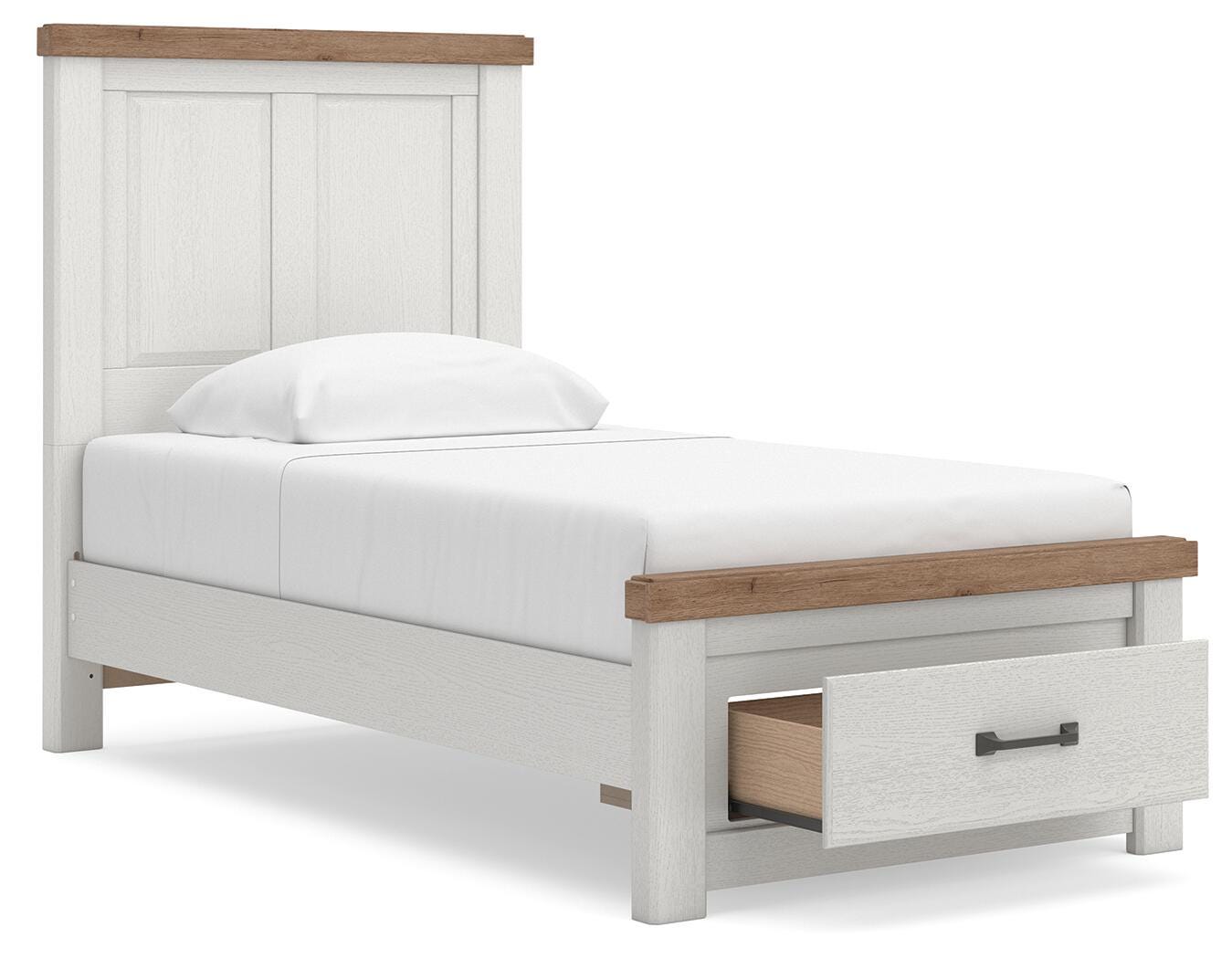 Ashley Savonport White Brown Twin Panel Storage Bed