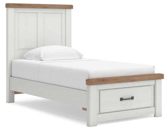 Ashley Savonport White Brown Twin Panel Storage Bed