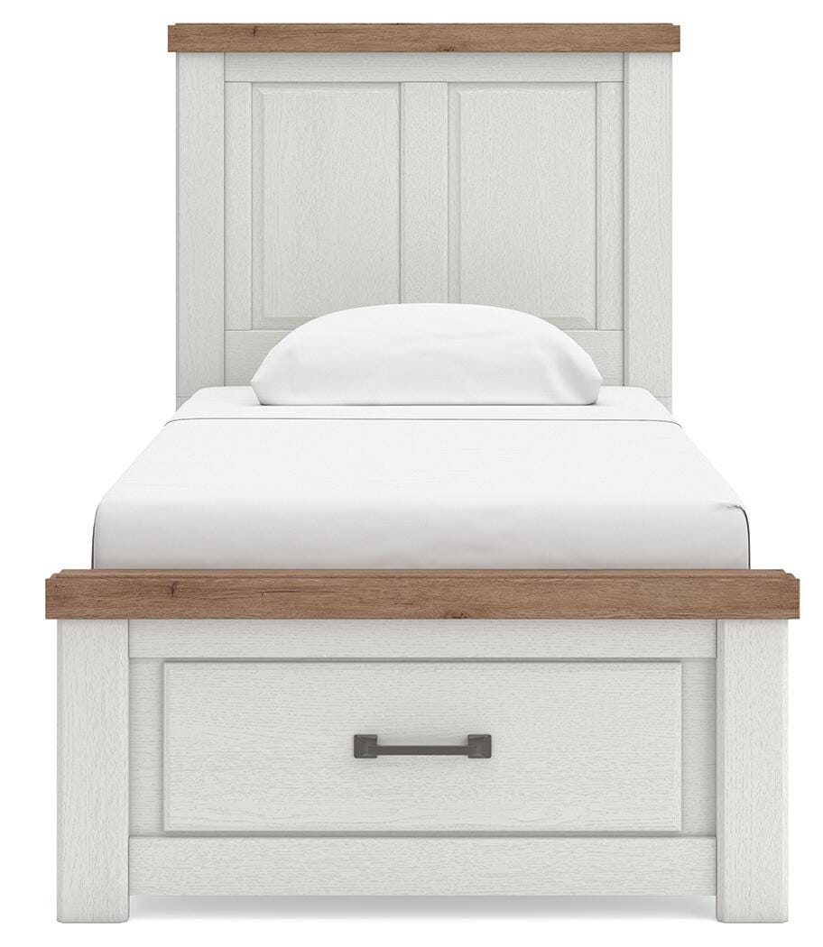 Ashley Savonport White Brown Twin Panel Storage Bed