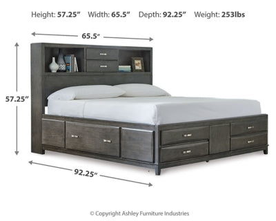 Ashley Caitbrook Gray Queen Storage Bed with 8 Drawers