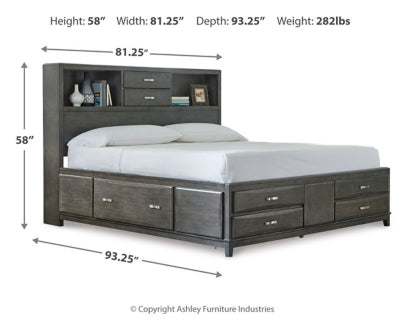 Ashley Caitbrook Gray King Storage Bed with 8 Drawers
