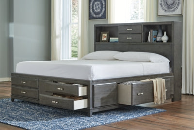 Ashley Caitbrook Gray King Storage Bed with 8 Drawers