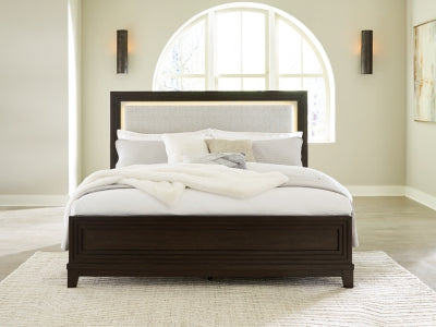 Ashley Neymorton Dark Grayish Brown Queen Upholstered Panel Bed
