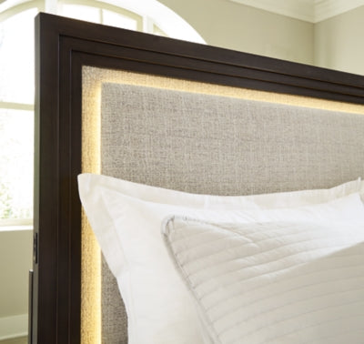 Ashley Neymorton Light Gray Brown Queen Upholstered Panel Headboard