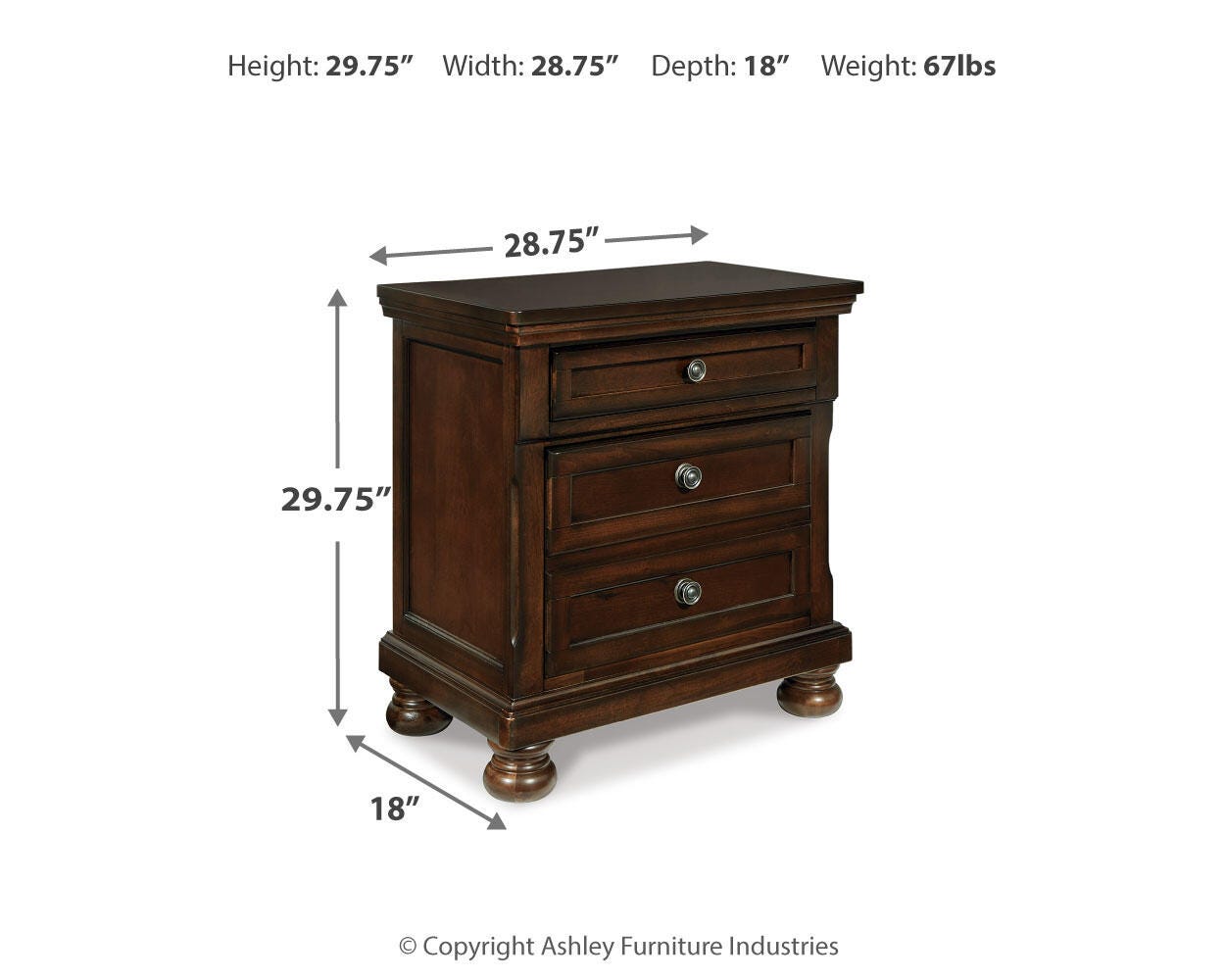 Ashley Porter Rustic Brown Nightstand