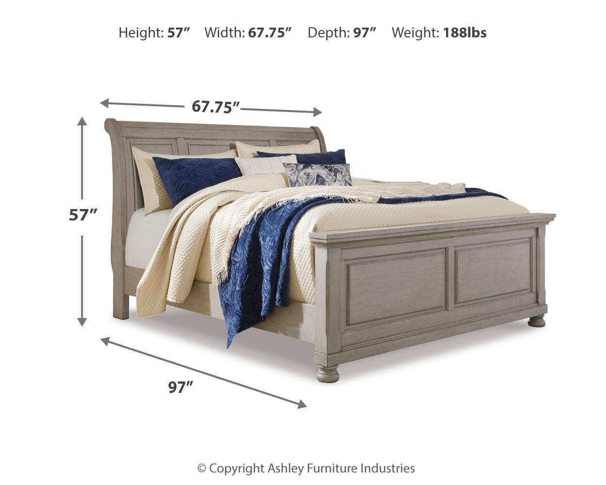 Ashley Lettner Light Gray Queen Sleigh Bed