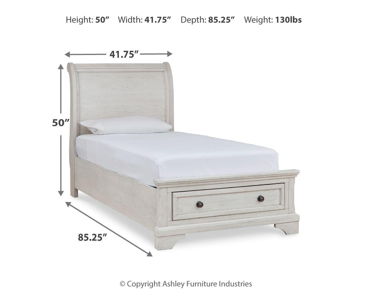 Ashley Robbinsdale Antique White Twin Sleigh Storage Bed