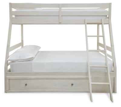 Ashley Robbinsdale Antique White Twin over Full Bunk Bed with Storage