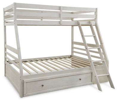 Ashley Robbinsdale Antique White Twin over Full Bunk Bed with Storage