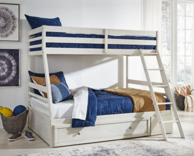 Ashley Robbinsdale Antique White Twin over Full Bunk Bed with Storage