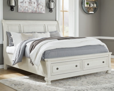 Ashley Robbinsdale Antique White Queen Sleigh Bed with Storage