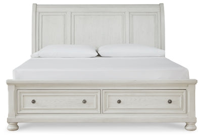 Ashley Robbinsdale Antique White Queen Sleigh Bed with Storage