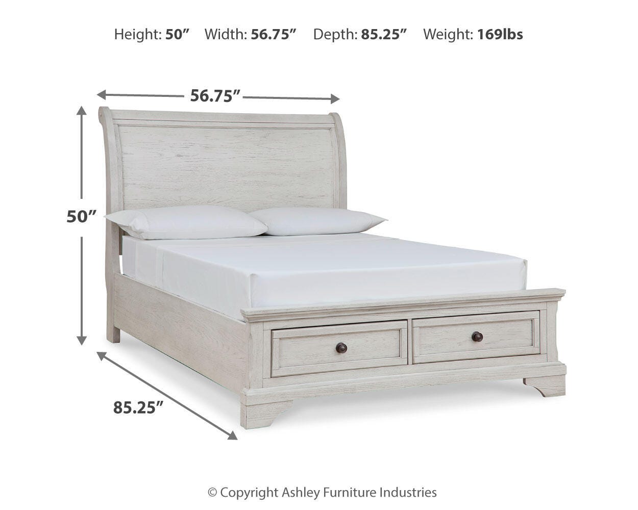 Ashley Robbinsdale Antique White Full Sleigh Storage Bed