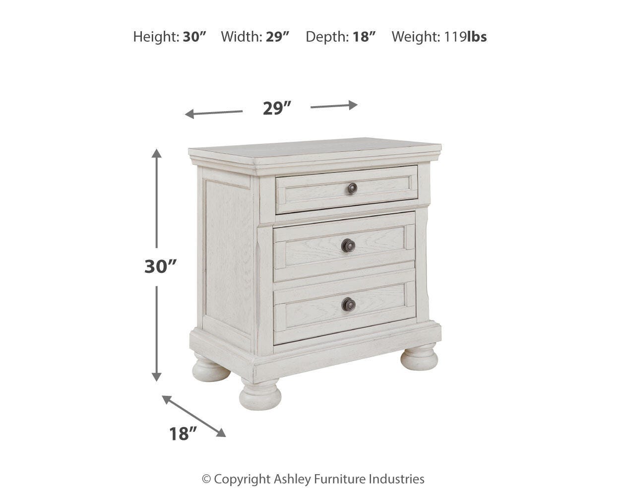 Ashley Robbinsdale Antique White 2 Drawer Nightstand