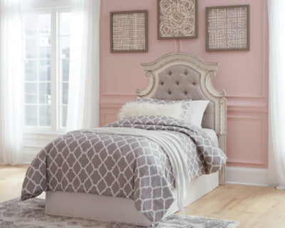 Ashley Realyn Chipped White Twin Upholstered Panel Headboard