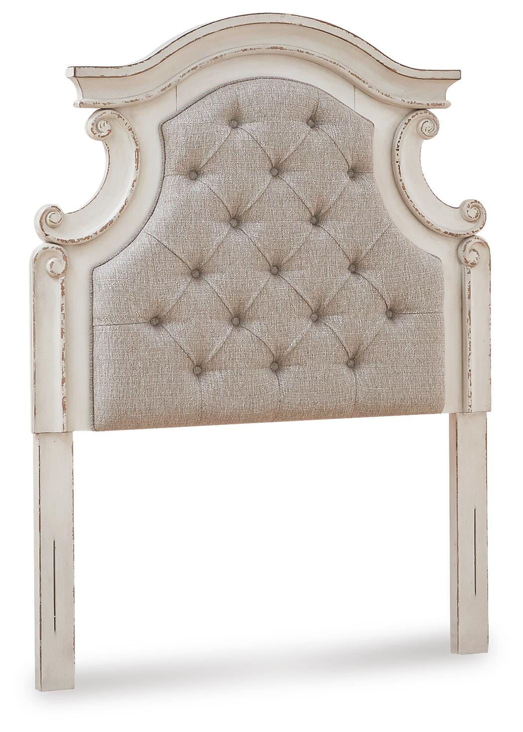 Ashley Realyn Chipped White Twin Upholstered Panel Headboard