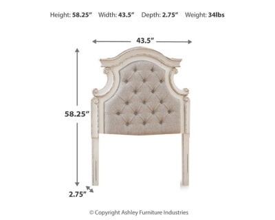 Ashley Realyn Chipped White Twin Upholstered Panel Headboard