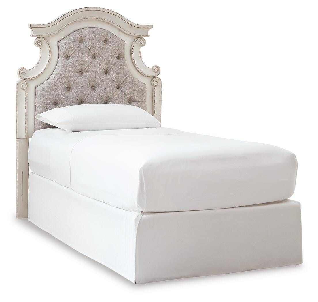 Ashley Realyn Chipped White Twin Upholstered Panel Headboard